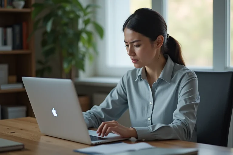 Enseignante frustrée face à une erreur de connexion sur le portail iProf Versailles depuis son bureau à domicile